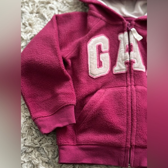 Gap girls pink zip up fleece sweater hoodie size 3T - Picture 2 of 8